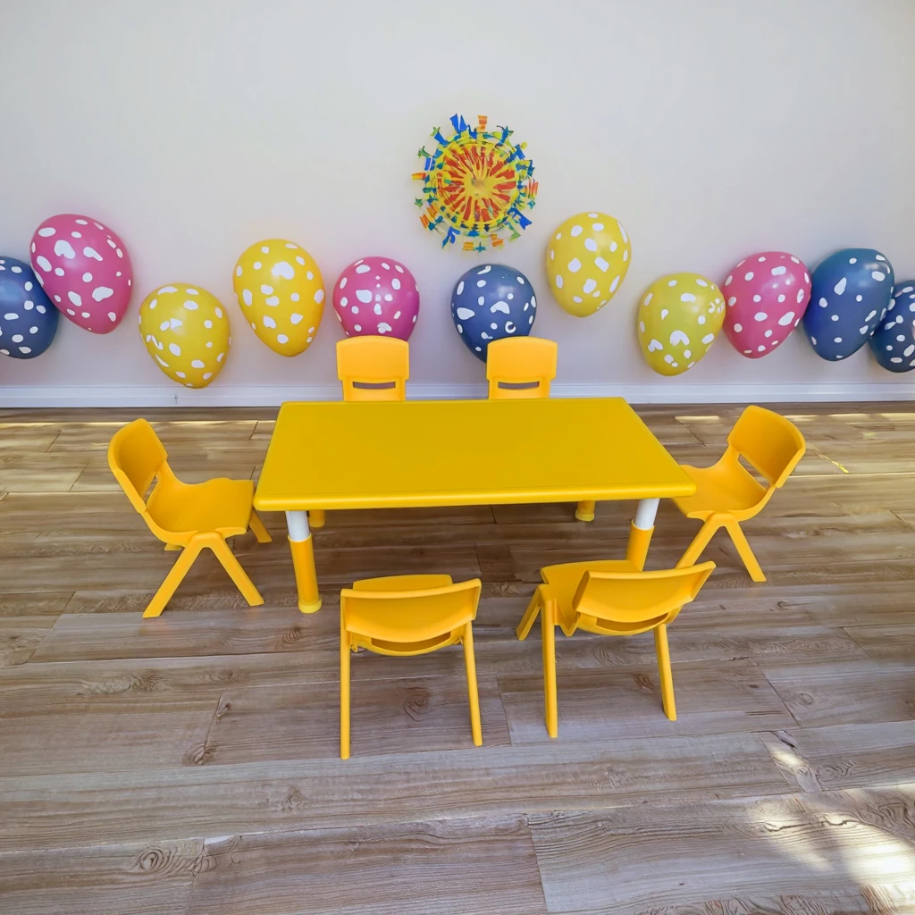 Modern High Quality Plastic Kindergarten Children's Moon Style Table and Chair Set School Furniture