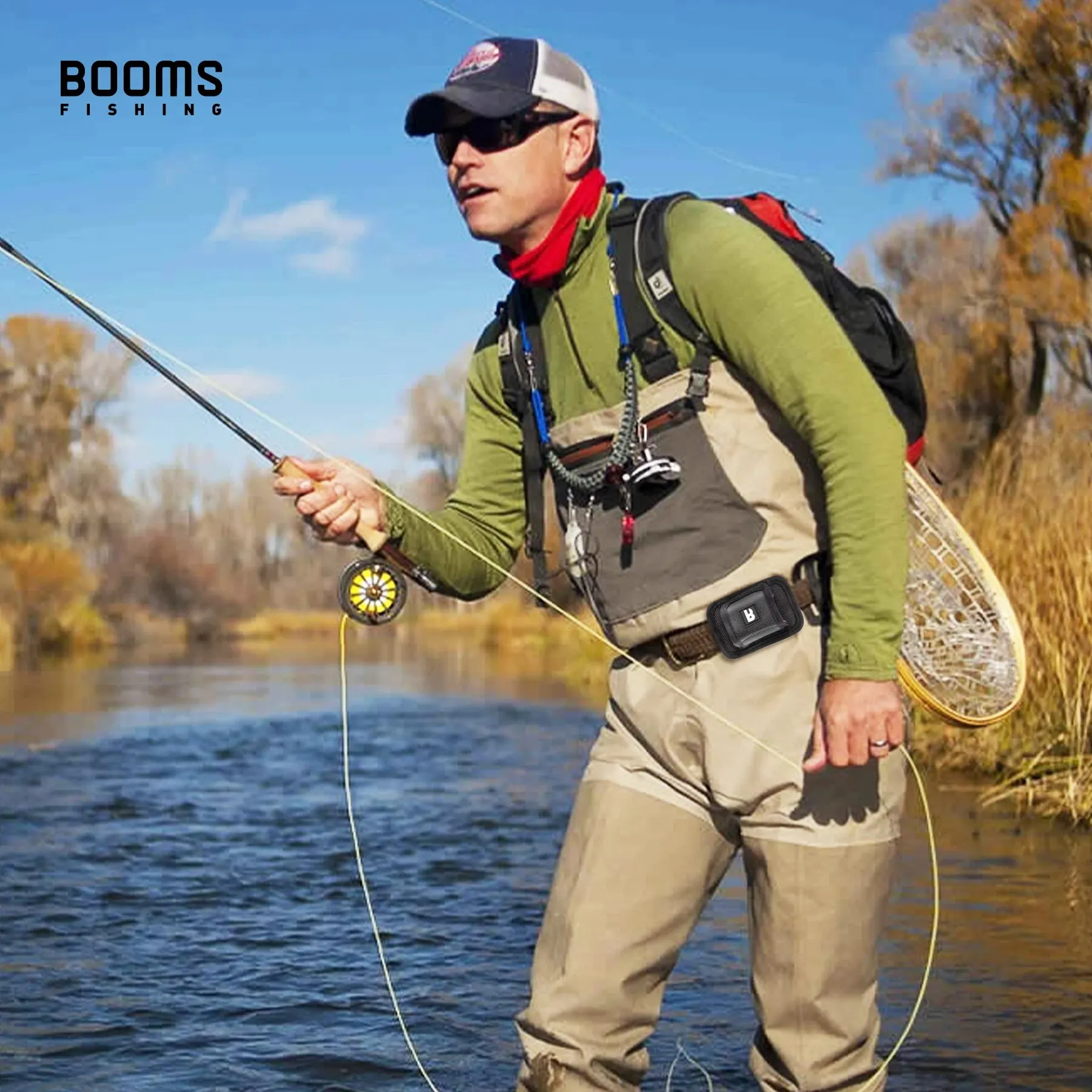 Booms Fishing V05 Fly Fishing Rod Holder Nylon Pole Rack Holders Sheath Portable Fishing Tackle Tools Accessories Black