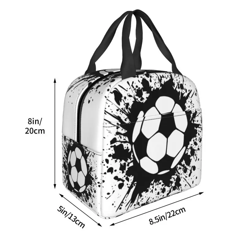 Soccer Splatz Lunch Bag For Women Football Pattern Portable Cooler Thermal Insulated Lunch Box Multifunction Food Bento Box