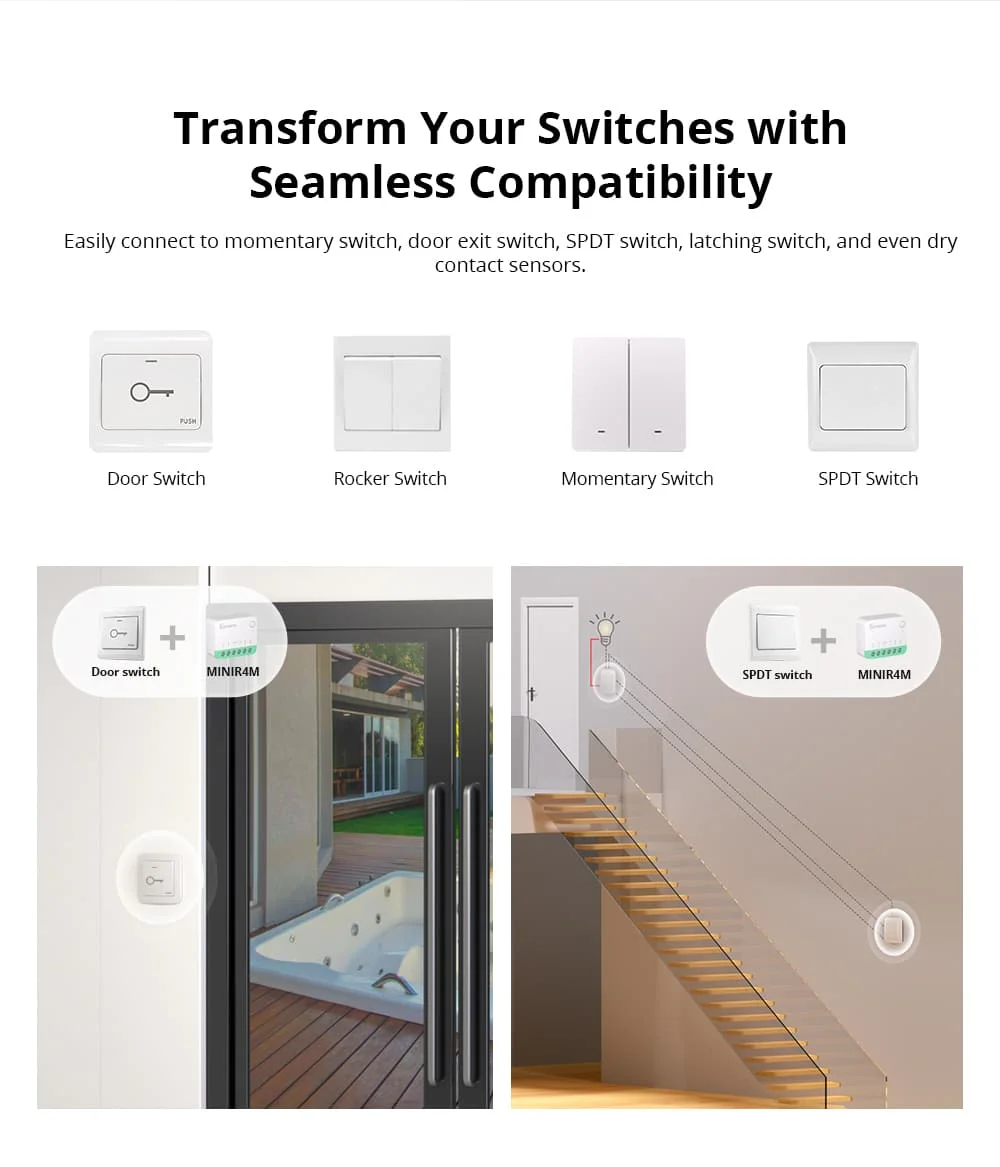 SONOFF MINIR4M 10A DIY Smart Switch Matter WiFi Relay Breaker Voice Control Wireless Switch Work With eWeLink Apple Home Alexa