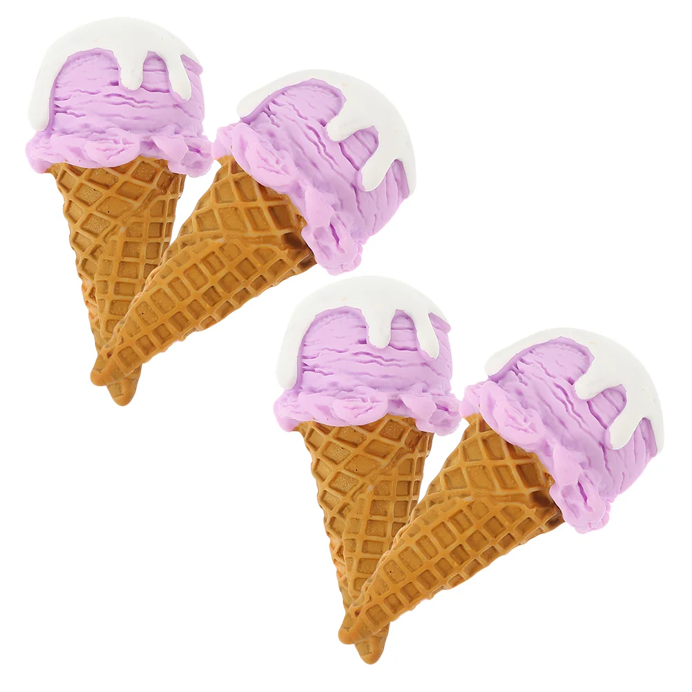 4 PCS Ice Cream Model Artificial Food Props Ornament Adornments Display Items Dessert Shop Decor Models Resin Fake Toy Cone