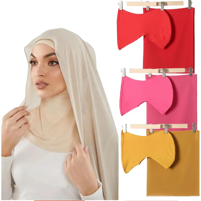 Ramadan Muslim Chiffon Shawl Hijab with Matching Undercap Set Neck Full Cover Hijab Underscarf Wrap Scarves Turban