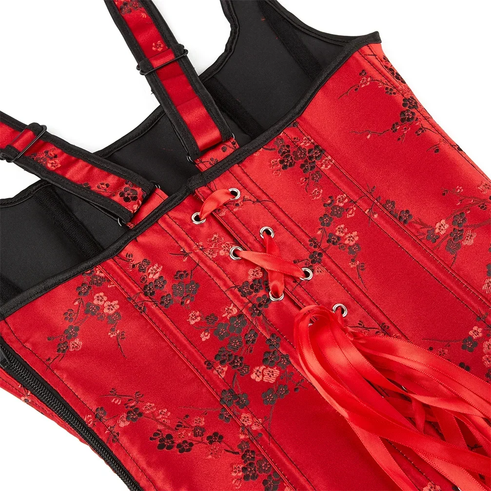 Women Corset Top Floral Embroidery Bustier Slimming Bustiers Zip Corsets Straps Corsage Halloween Party Costumes Wedding Outfits