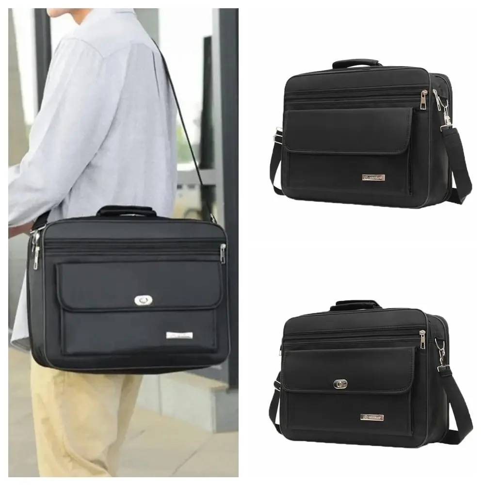 

Handheld Men Briefcase Oxford Cloth Large Capacity Laptop Storage Diagonal Bag Single Shoulder Black Document Organize Work