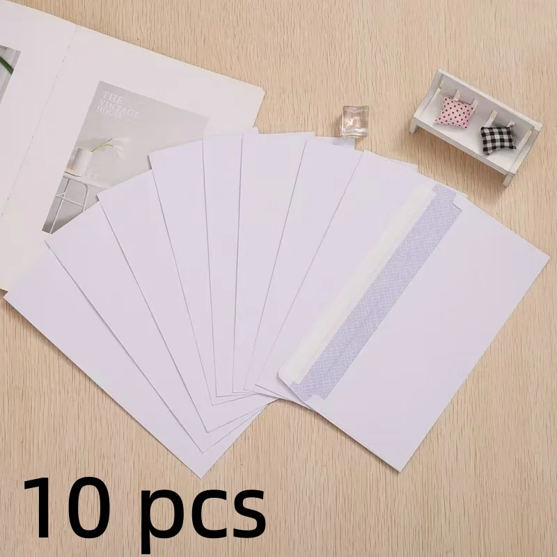 

10Pcs Windowless white envelope 10 # Secure Business Envelope Can hold A4 paper Bill invoice Self Sealing Envelope