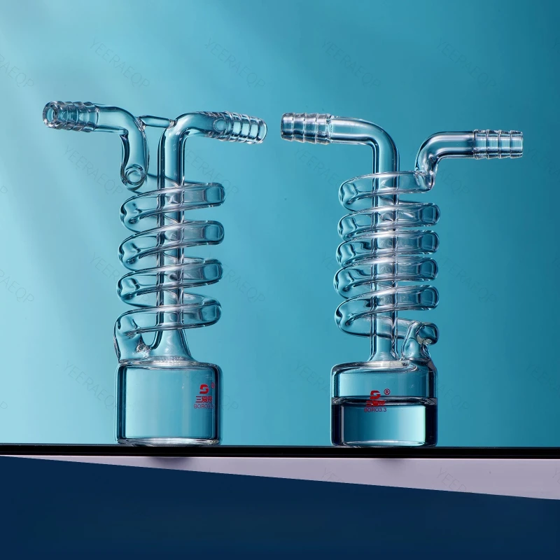 SAIEISE D19 Coil Cold Trap Condenser, Integrated Vacuum High Temp Resistant Borosilicate Glass Snake Cold Trap