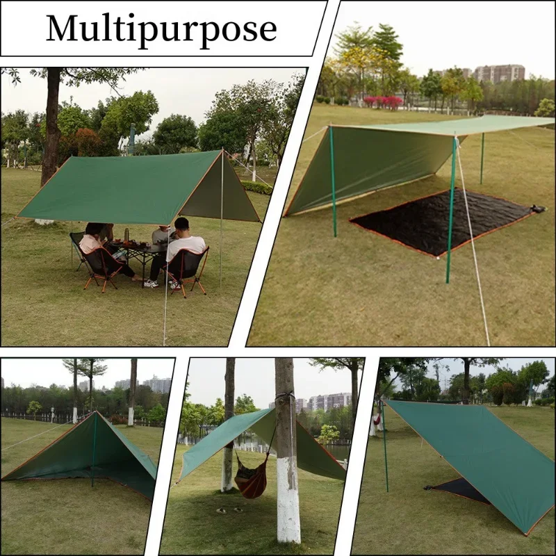 Silver Coating Camping Tarp Tent for Outdoor Waterproof Anti-UV Beach Awning Shade Portable Travel Sunshade Ultralight Canopy