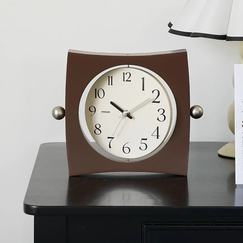 European Style Rotate Living Room Desk Clock Restaurant Desktop Gadgets Watch Nightstand Clock Mute Desk Clock Room Decoration