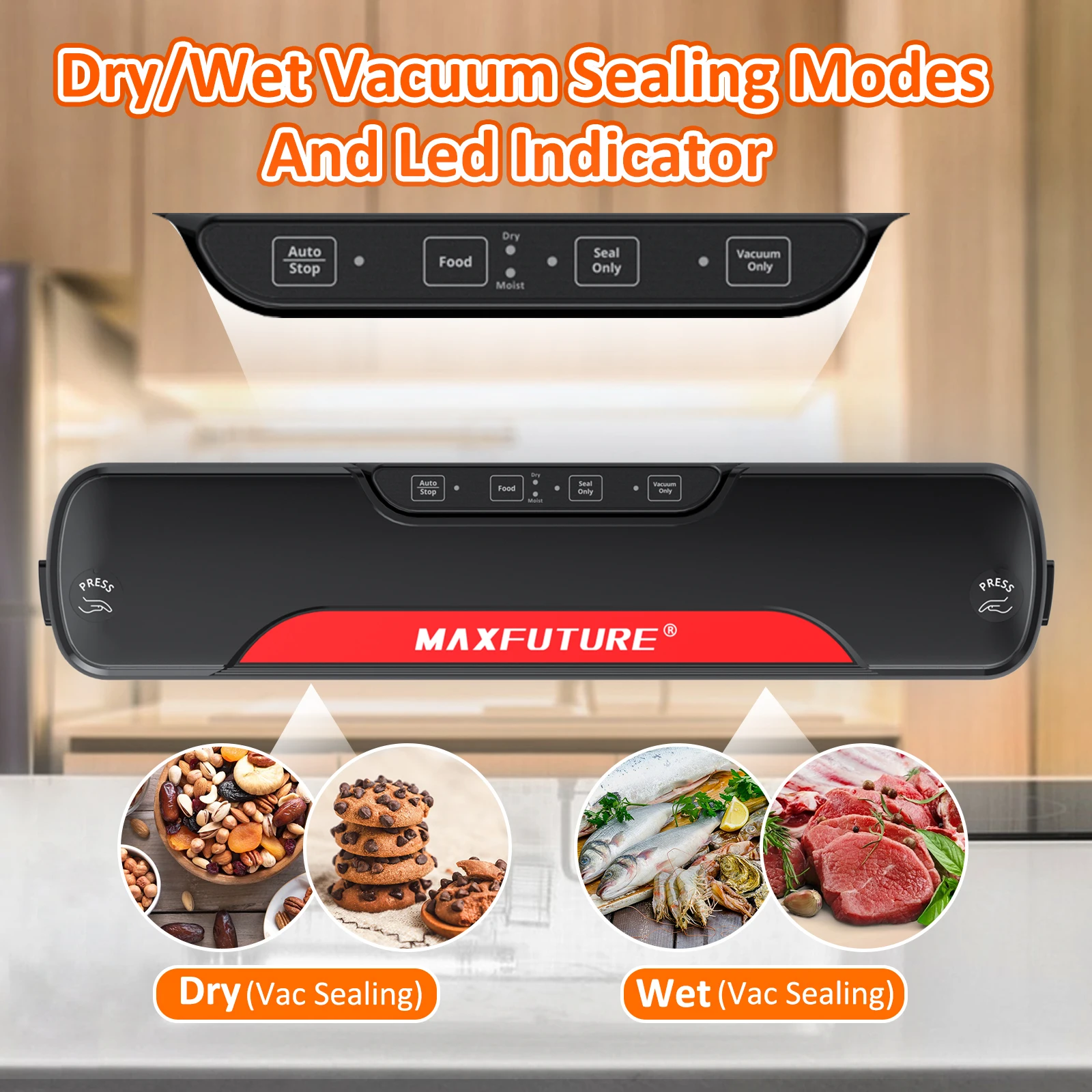 MAXFUTURE Mini Vacuum Sealer Food Bags Packer Automatic Sealing Machine for Home Ktchen Intelligent Storage Sous Vide Food Saver