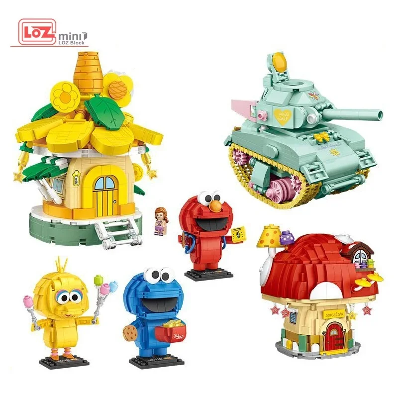 LOZ Blocks DIY Building Bricks Toy Cute Car Sunflower House Toys for Children Juguetes Mushroom Kids Gifts Girls Present Xmas