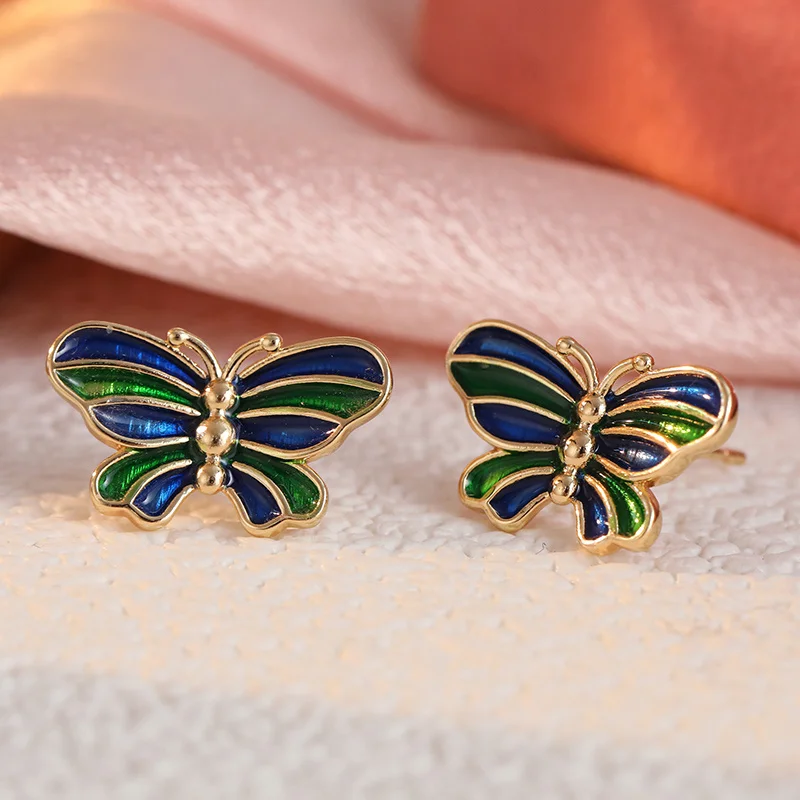 Women's Vintage Enamel Butterfly Shape Studs Earrings Minimalist Design Daily Party Commute Earrings Accessory Jewelry Gifts