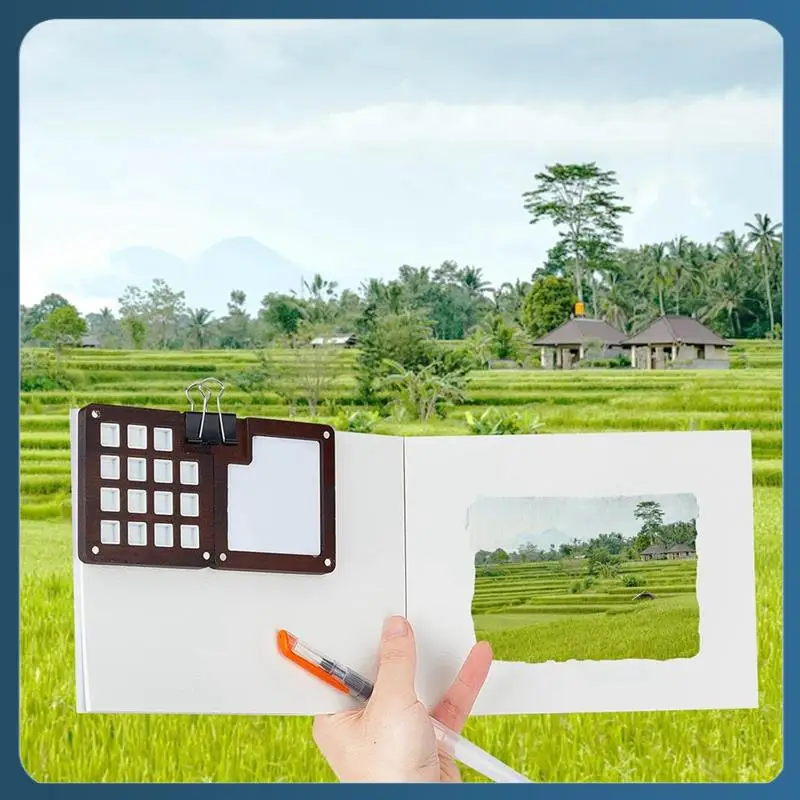 

AB02 Мини-портативный набор акварельных палитр, 15 сеток, деревянная коробка для палитры, акварельный бумажный блокнот, книга для акварельных эскизов