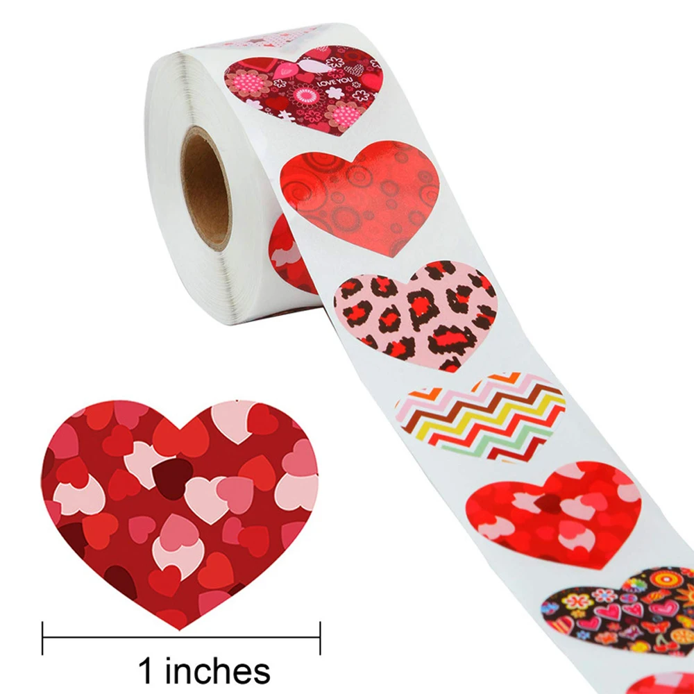 50-500pcs Heart Shaped Label Sticker Scrapbooking Gift Packaging Seal Birthday Party Wedding Supply Stationery Sticker 1inch