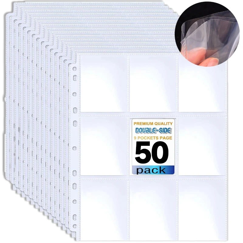 5~20PCS A4 Size 9 Pocket Trading Gaming Card Sleeves Double Side Storage Album Binder Pages Card Collection Holders