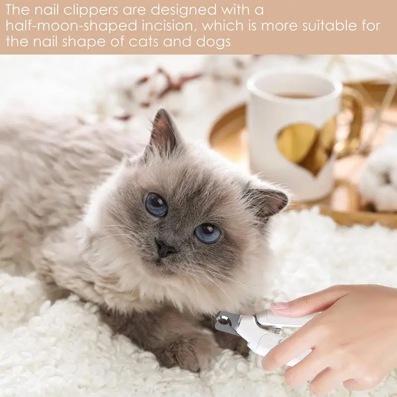 Kitten Nail Trimmer Safety Guard Cat Claw Trimmer With LED Durable Trimmer With Non-Slip Handle Grooming Tool Half-moon Shaped