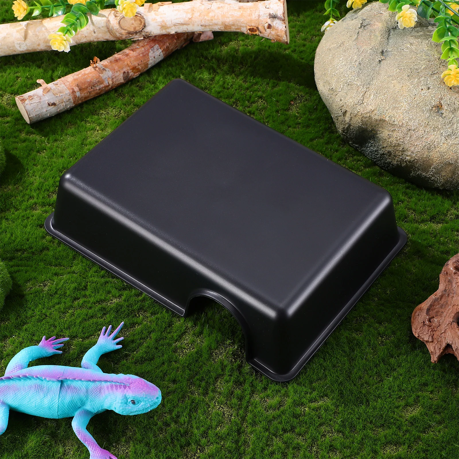 

Realistic Turtle Habitat with Snack Hiding Cave Reptile Climbing Hole and Underwater Ornament for Terrarium Setup