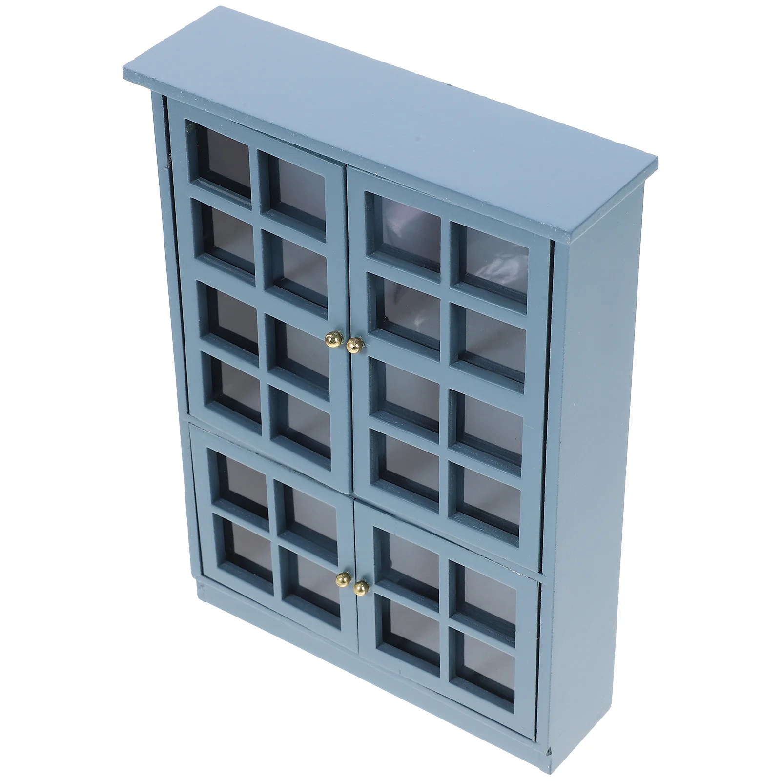 House Dollhouse Mini Cabinet Furniture Kitchen Model Modern Storage (Four Door Cabinet) Ornaments Sky-blue