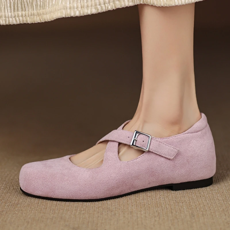 

Spring Women's Flat Shoes Casual Elegant black Pink brown Loafers Flats Girls Footwear Ankle Straps Casual Dance Shoes Ladies