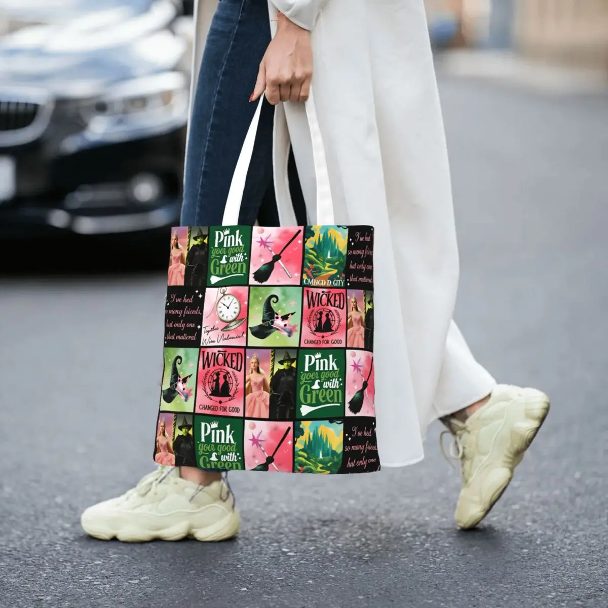 

Women Men Wicked For Good Tote Bags Large Capacity Musical Movie Shopping Bag for Girl Handbags