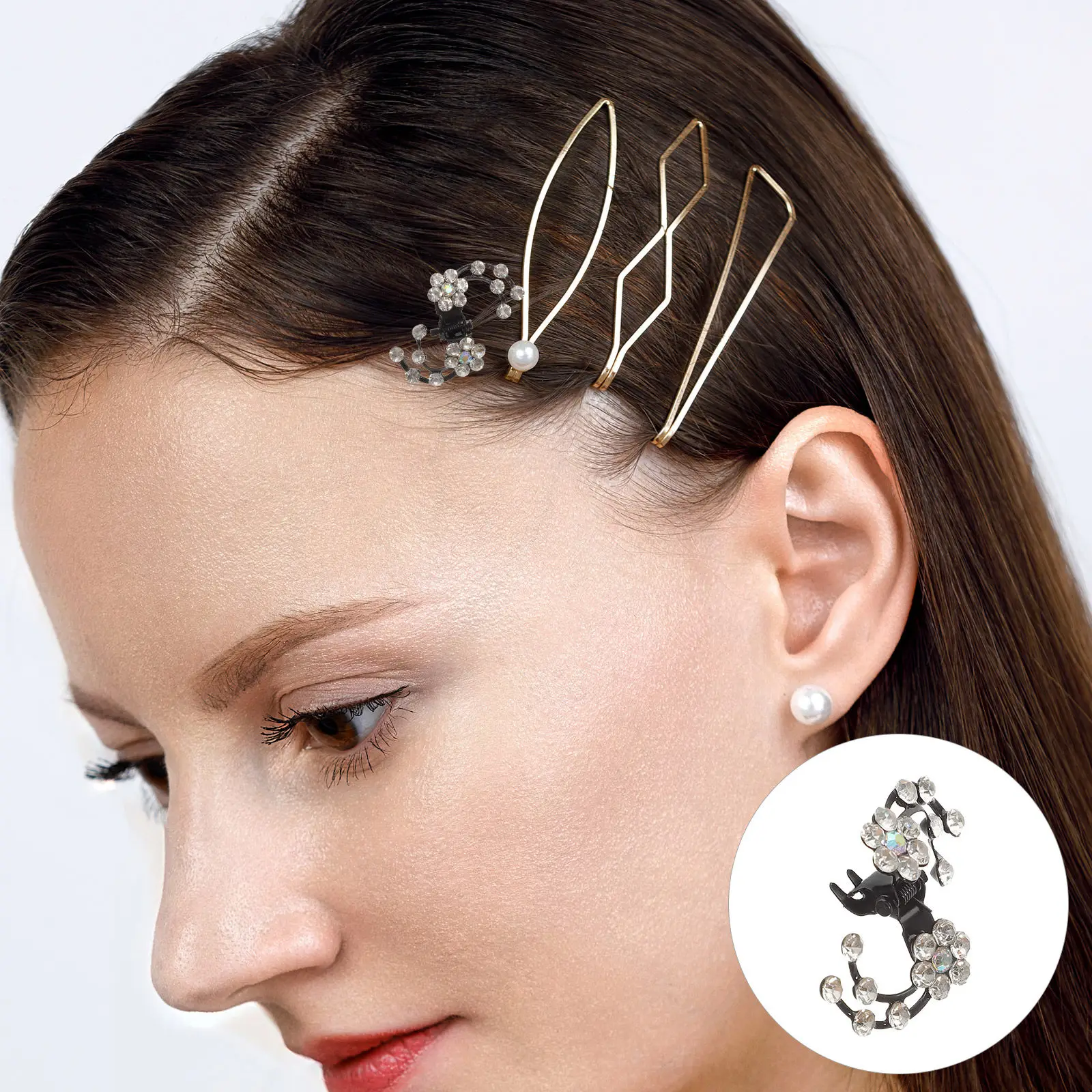 

6pcs Plum Clips Women Girls Rhinestone Mini Hairpins Lightweight Hair Claw Clamps Daily Wedding Party Accessories