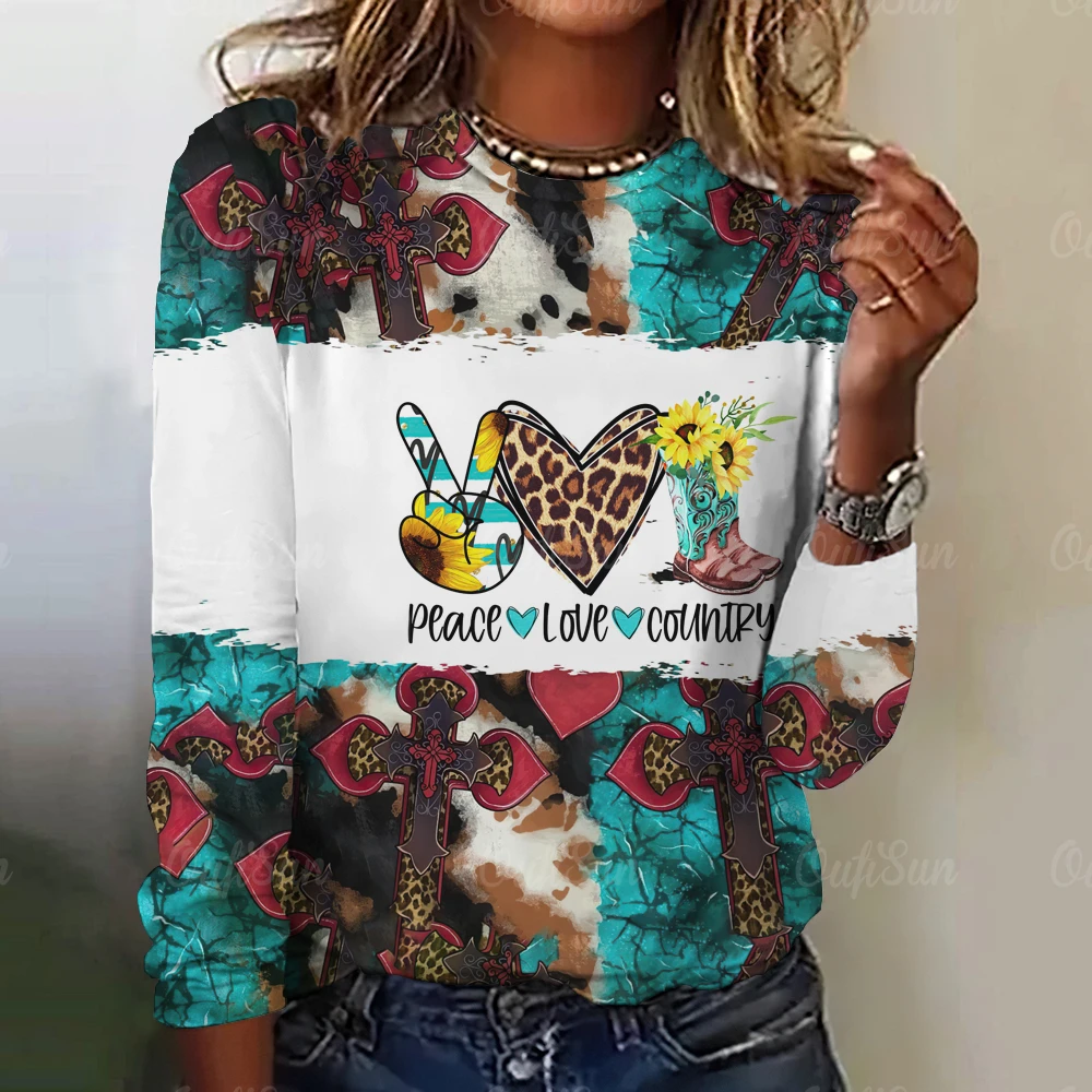 Women\'s Leopard Print Long Sleeve T-Shirt Fashion Designer Tops Summer Clothes Pullover Fashion Designer Long Sleeve