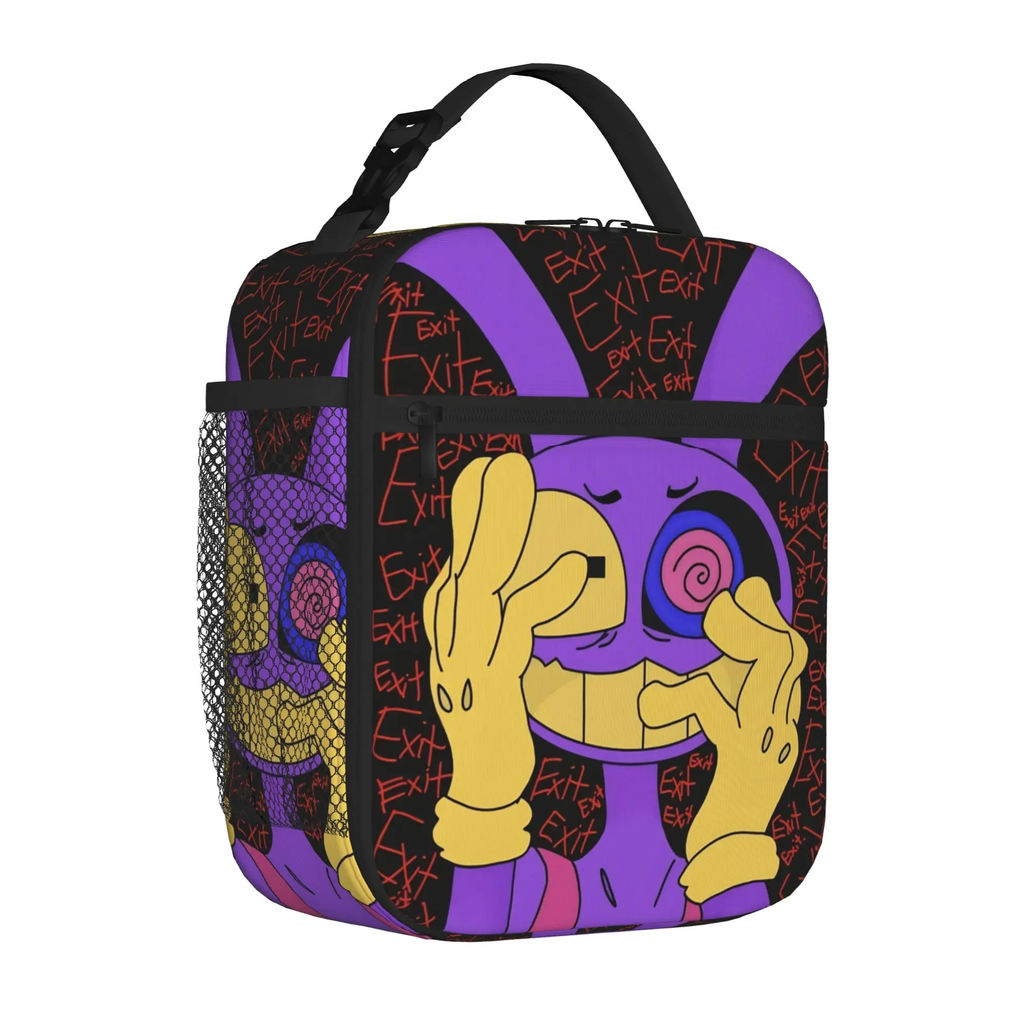 Jax's Abstraction Game Insulated Lunch Tote Bag for Picnic Glitch Rabbit Fanart Leakproof Cooler Thermal Large Capacity Food Bag