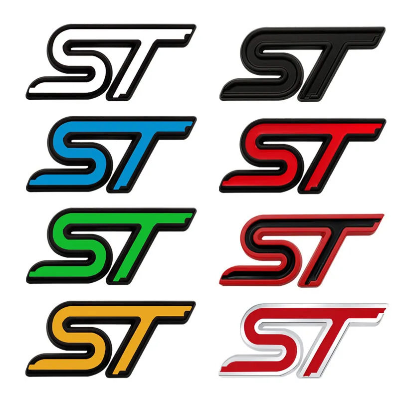 3d Metal Logo ST Embelm Letters Car Grill Trunk Badge For Fiesta Focus MK2 MK3 MK4 Kuga Puma Mondeo ST Sticker Accessories