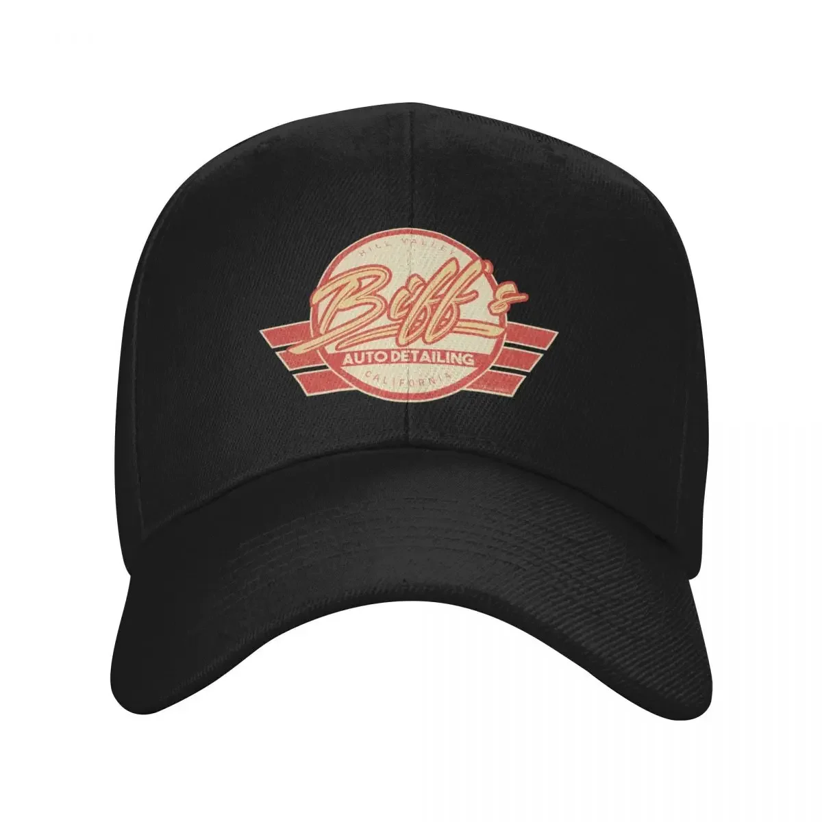 Biff's Auto Detailing in Distressed Red. Back To The Future Movie Baseball Cap Unique hats fishing hat Hats For Women Men's