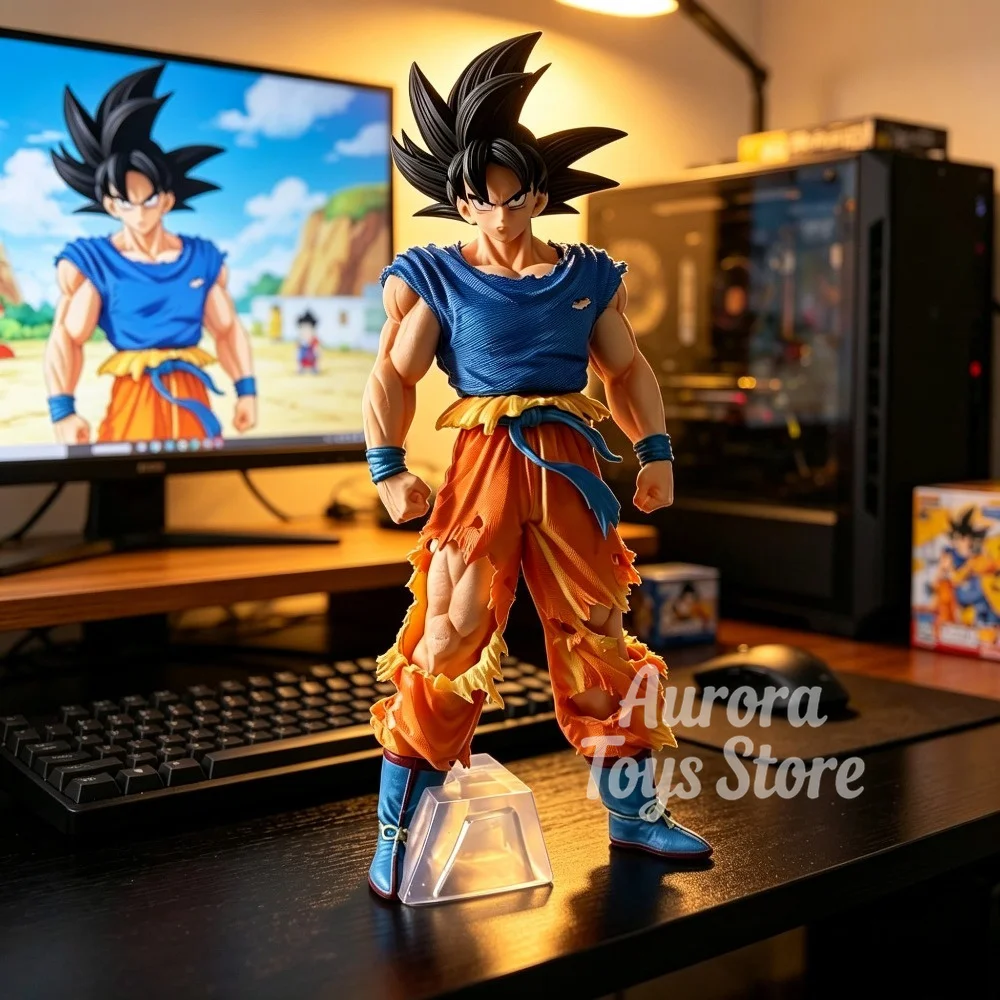 28cm/11,02 Zoll Anime Dragon Ball Z Son Goku Figur Schwarzes Haar Goku Statue PVC Actionfigur Sammlerstück Modell Spielzeug für Geschenke