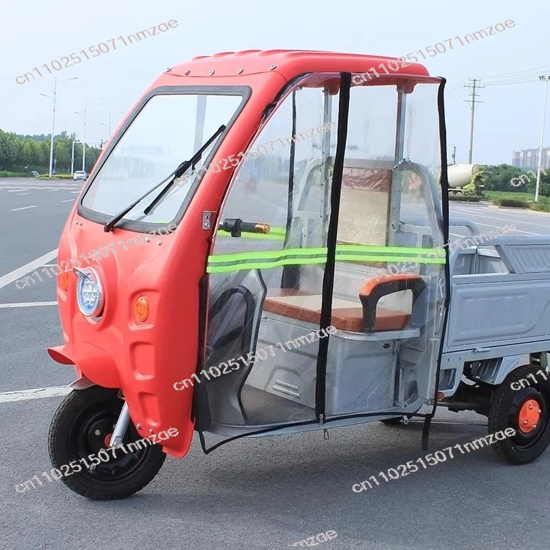 Curtain Autumn and Winter Electric Tricycle Canopy Front Windshield Curtain Left and Right Door view 3