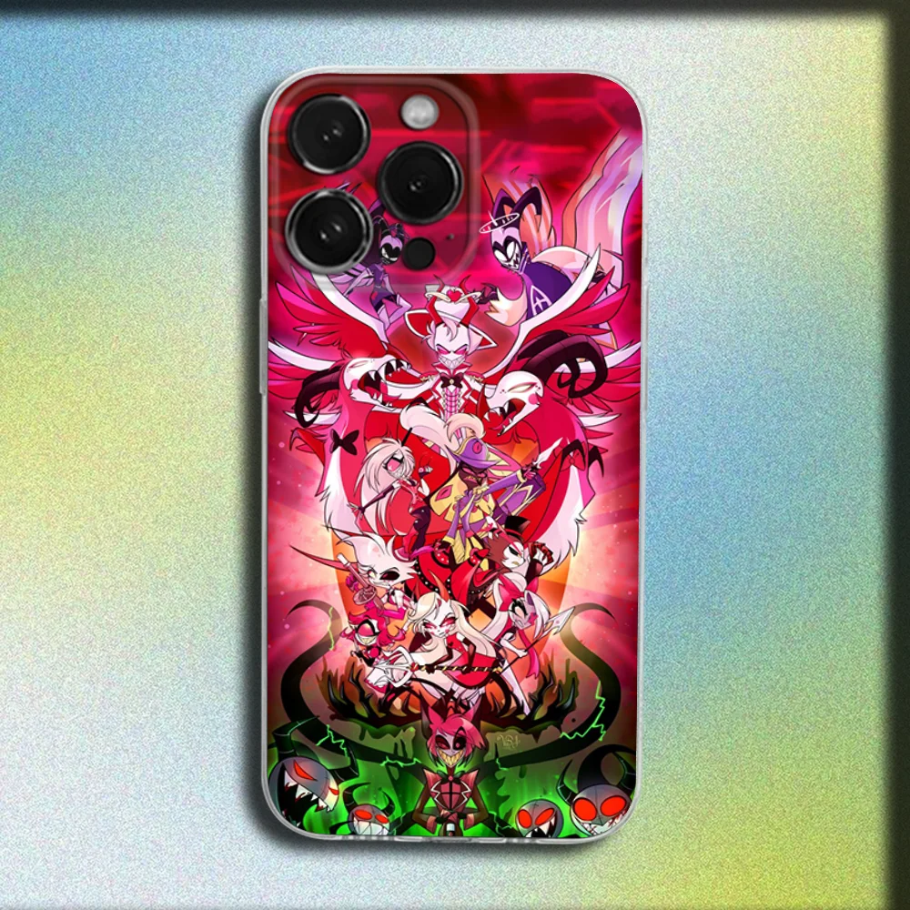 أنيمي الكرتون H-Helluva Boss جراب هاتف آيفون 16,15,14,13,12,11 زائد ، برو ، ماكس ، XR ، XS ، زائد ، E ، غطاء ناعم شفاف صغير