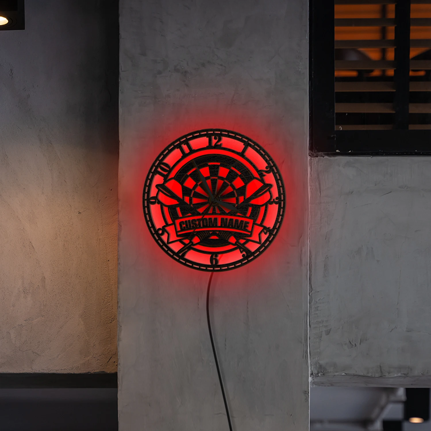 Personalized Dartboard Darts LED Glowing Backlit Wall Clock For Man Cave Bar Game Room RGB Color Changing Night Light Wall Clock