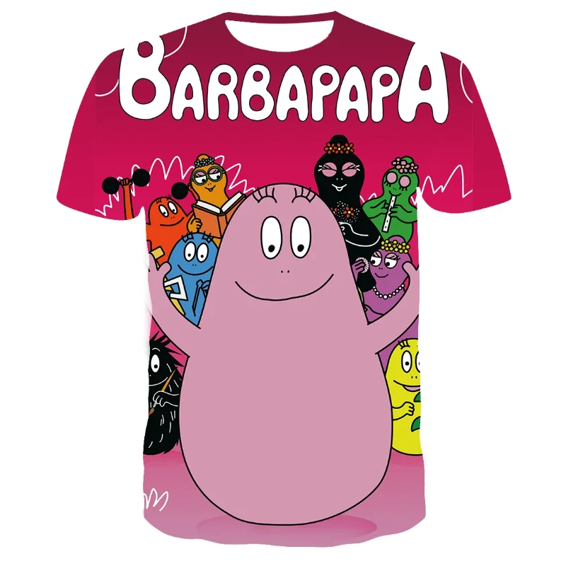 Cartoon Anime Barbapapa 3D Print T Shirt Kids Streetwear Round Neck Short Sleeve Fashion Harajuku Street Men Women Tops Tees