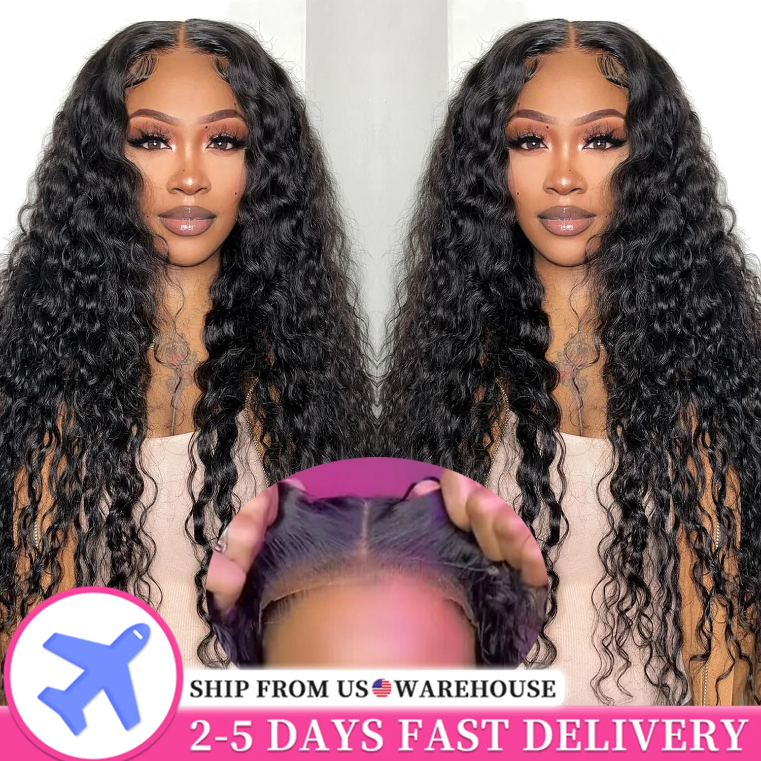 Precut Curly Wigs Deep Wave Glueless Wig 100% Human Hair Water Wave 5x5 Lace Closure Ready To Wear Go Wig Brazilian For Women