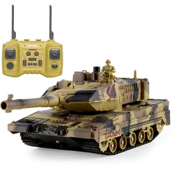 RC Tank Shoot Bullet Spray Fog Remote Control Tracked Simulation Tank LED Light 330° Rotation Barrel War Armored RC Vehicle Toys
