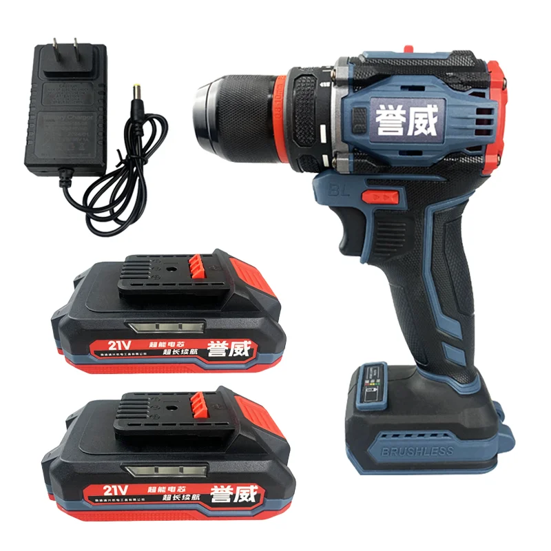 20V Brushless Lithium Cordless Drill Impact Power Tool for Metal Wood Concrete Drilling Portable Rechargeable OEM