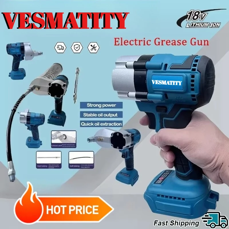Electric Grease Gun Wireless Fully Automatic High-Pressure Excavator Specific Grease Gun For 18V-20VBattery