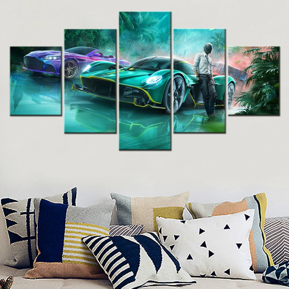 

5 Pieces Canvas Wall Arts Poster Painting Games Aston Martin Valkyrie PUBG MOBILE Wallpaper Home Decor Picture Print Bedroom