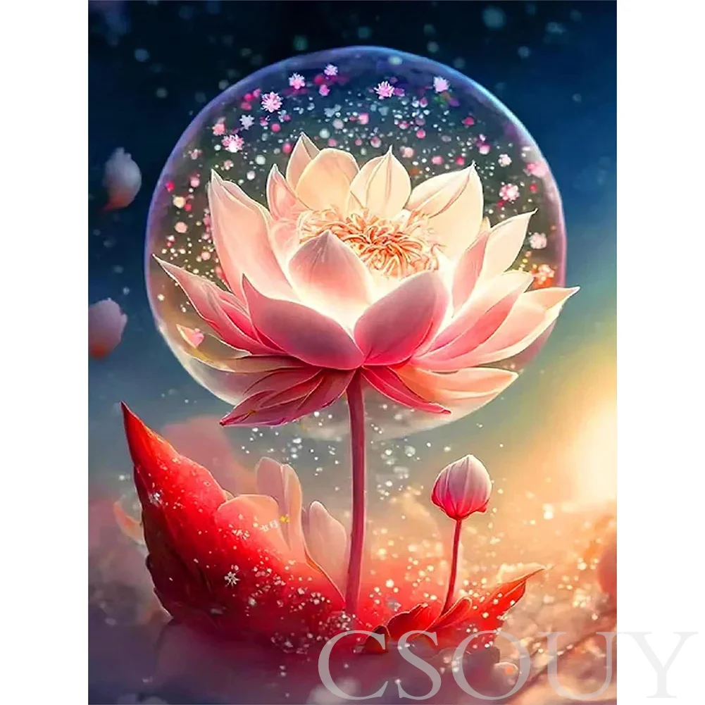 

Crystal Full Square AB Diy Diamond Painting Lotus Flower 100% Embroidery Mosaic Home Decor Needlework Paintings Rhinestones Gift