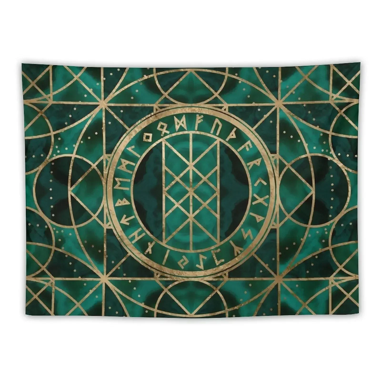 

Web of Wyrd The Matrix of Fate - Gold and Malachite Tapestry Wall Tapestries Wall Hanging Wall On The Tapestry