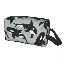 Custom Orca Killer Whale Toiletry Bag for Women Ocean Life Makeup Cosmetic Organizer Ladies Beauty Storage Dopp Kit Box