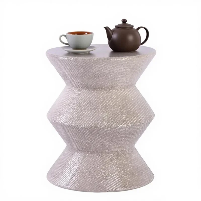 12-Inch Silver Industrial Iron Coffee Table Modern Metal Drum Side Table with Storage for Dining Room Bedroom Living Room Decor
