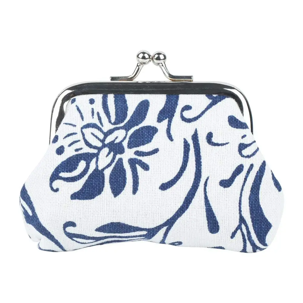 

Vintage Fashion Blue and White Porcelain Hasp Flower Card Holder Small Wallet Clutch Bag Coin Purses