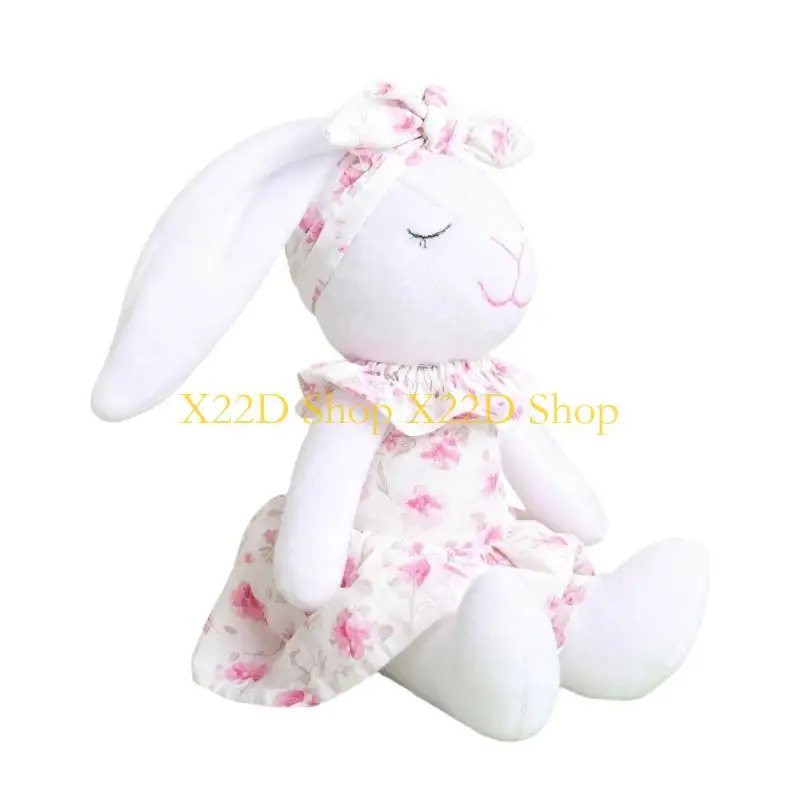 X22D Long Eared Hare Plush Doll Easter Decoration Plush Hare Toy Figurine Ornament