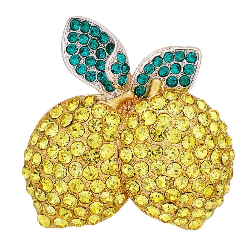 Jackets Badge Double Rhinestone Brooch Pin Yellow Fruit Lapel Pin for Women Men Alloy Badge Jewelry for Suit Jackets Bags Women