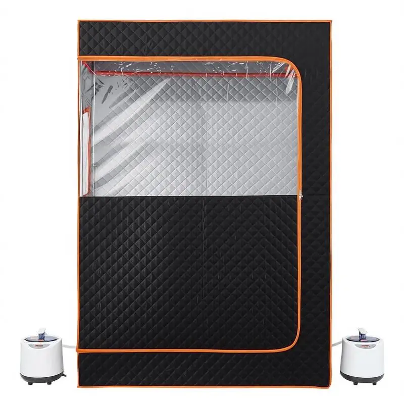 

Upgraded Portable Steam Sauna for Home, 2 Person Full Body Home Spa Tent with Steamer & 2 Foldable Chairs & Remote & 2 Essential Oil Boxes,Heavy-Duty Stainless Steel Frame Sauna Box, (Black)