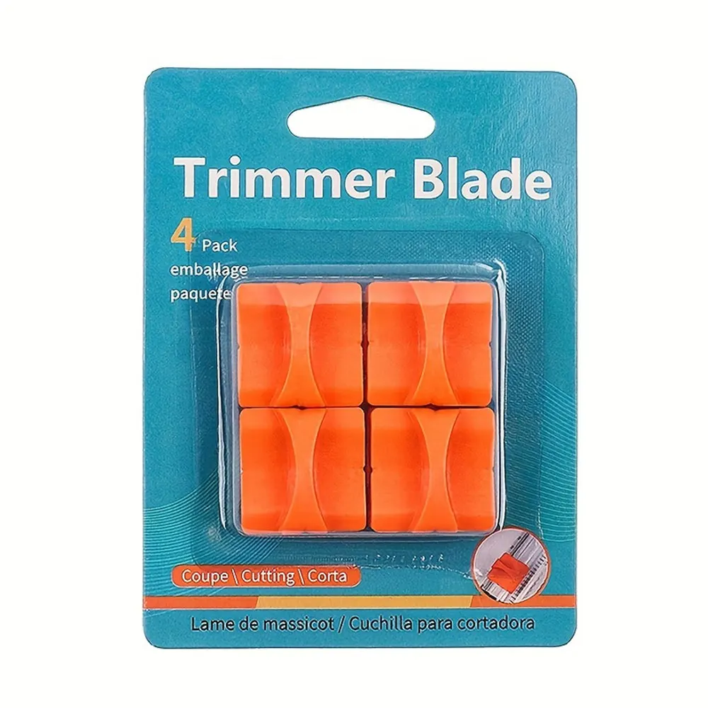 

4-pack of A4 paper cutter blade replacements, made of durable stainless steel, compatible with various paper cutters.
