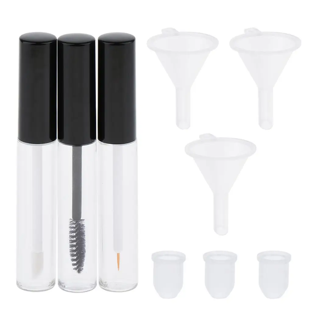 Empty Mascara Eyelash Growth Oil Lip Gloss Eyeliner Tube Bottles with Funnel