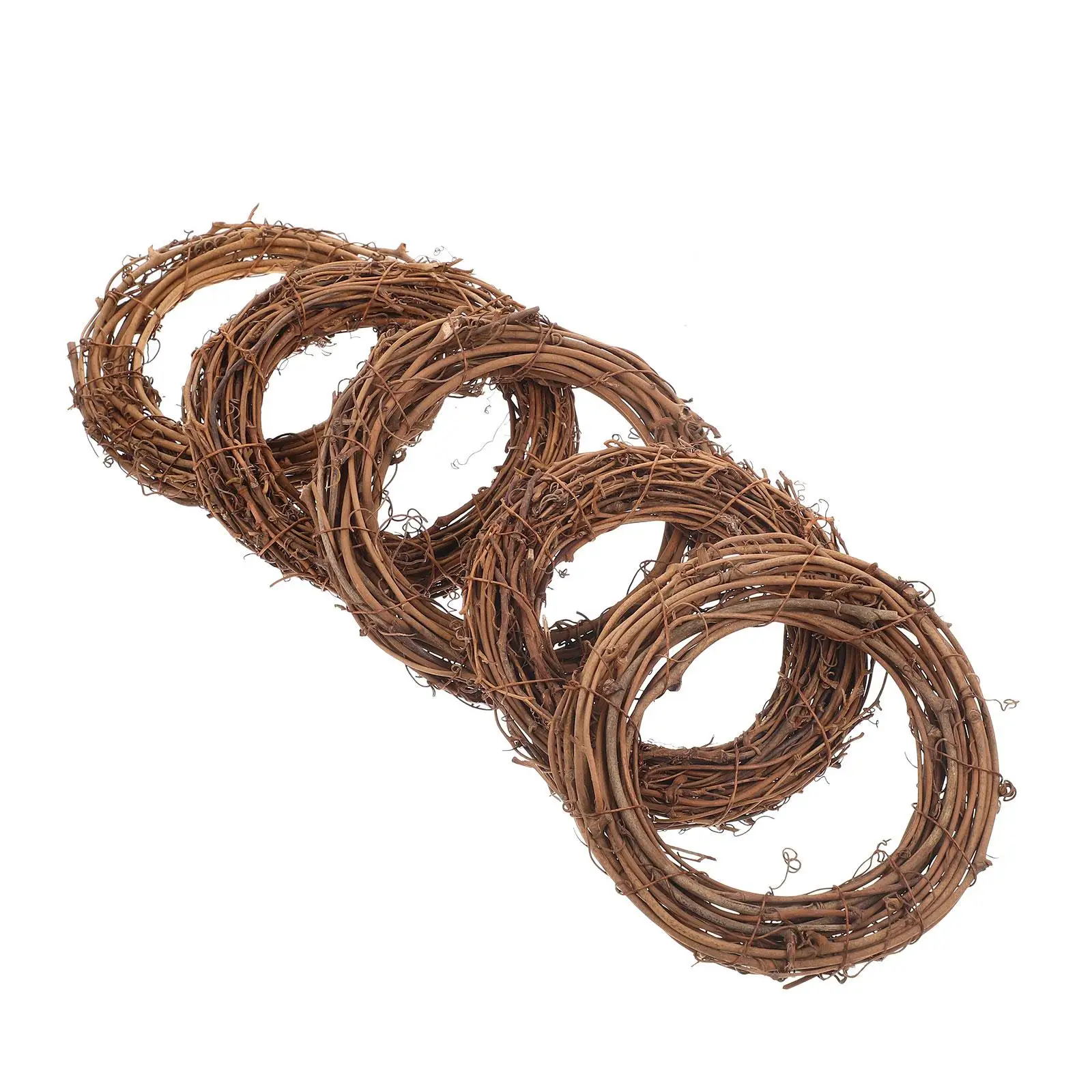 

5 Rattan Wreaths 12cm Brown Christmas Decor Garland Hoops DIY Dreamcatcher Frame Holiday Party Supplies Vine Circle