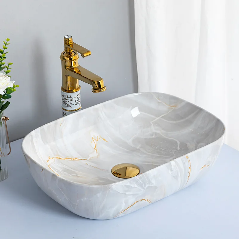 Marble ceramic table basin single hole washbasin cross-border export washbasin bathroom